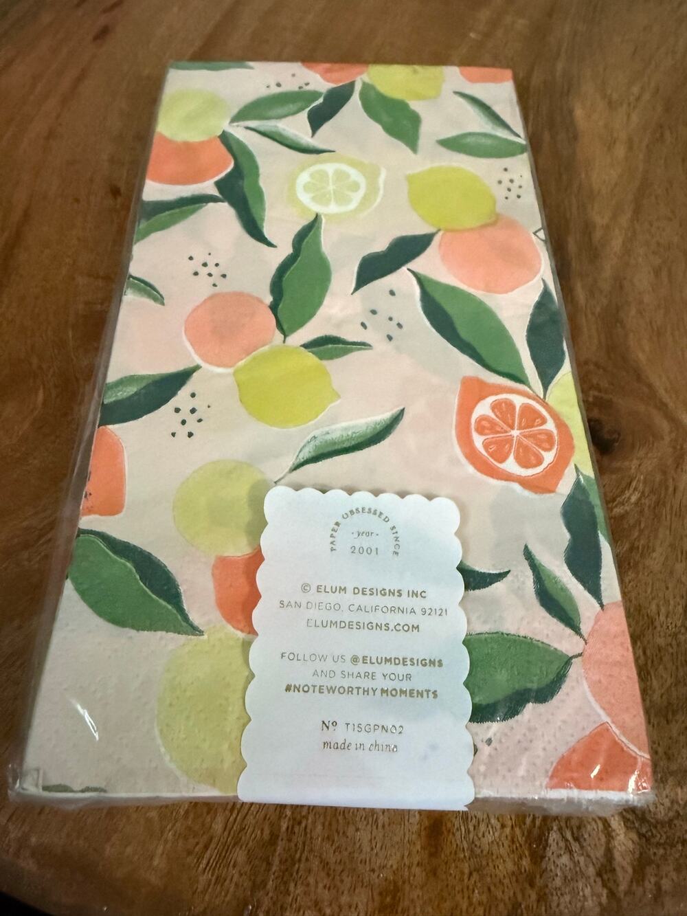 Elum Citrus Paper Guest Napkins Set of 15 Lemon Orange Summer Party Decor